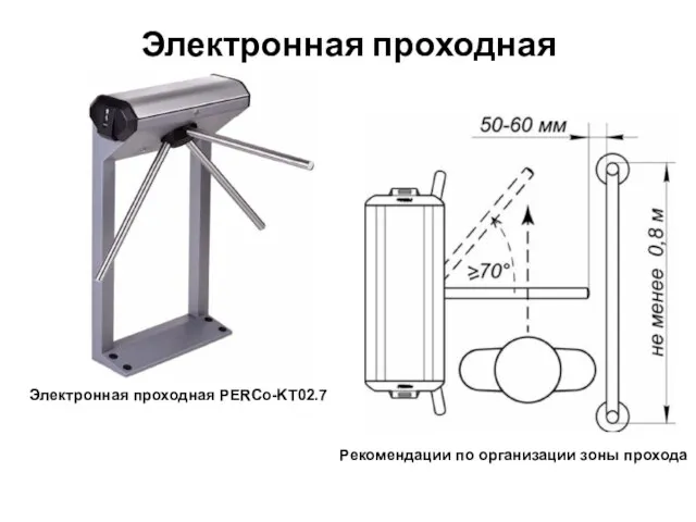 Электронная проходная Электронная проходная PERCo-KT02.7 Рекомендации по организации зоны прохода