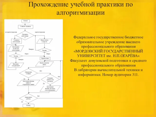 Прохождение учебной практики по алгоритмизации Федеральное государственное бюджетное образовательное учреждение высшего