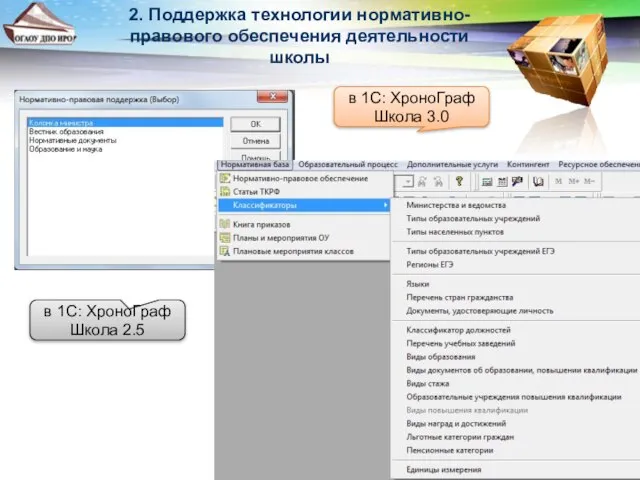 в 1С: ХроноГраф Школа 2.5 в 1С: ХроноГраф Школа 3.0 2.
