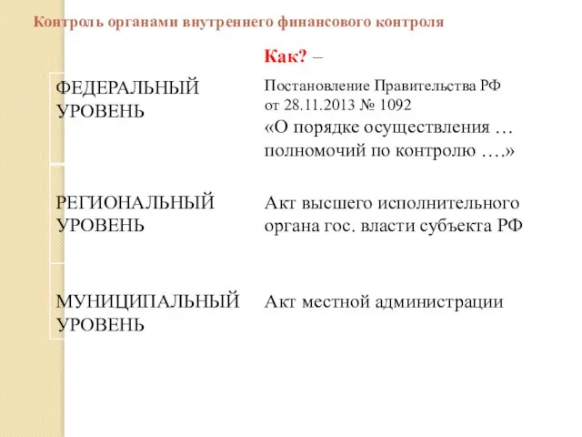 Как? – Контроль органами внутреннего финансового контроля