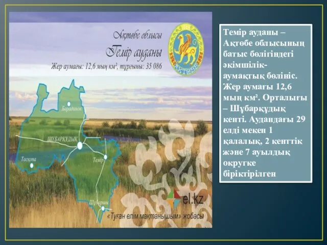 Темір ауданы – Ақтөбе облысының батыс бөлігіндегі әкімшілік-аумақтық бөлініс. Жер аумағы