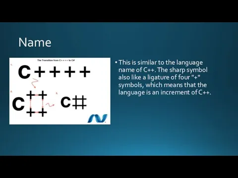 Name This is similar to the language name of C++. The