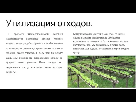 Утилизация отходов. В процессе жизнедеятельности человека накапливаются различные отходы. Многие владельцы