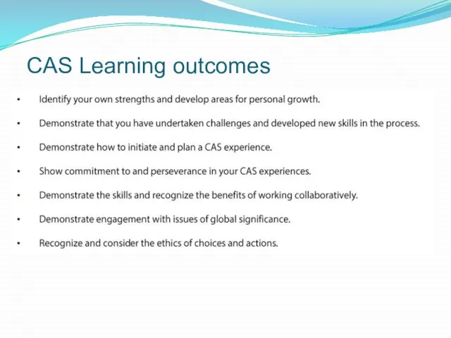 CAS Learning outcomes