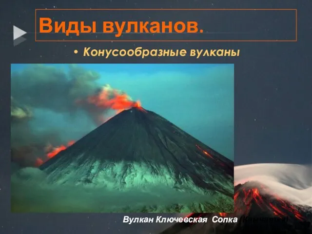 Виды вулканов. Конусообразные вулканы Вулкан Ключевская Сопка (Камчатка)