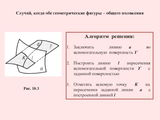 Случай, когда обе геометрические фигуры – общего положения Алгоритм решения: Заключить