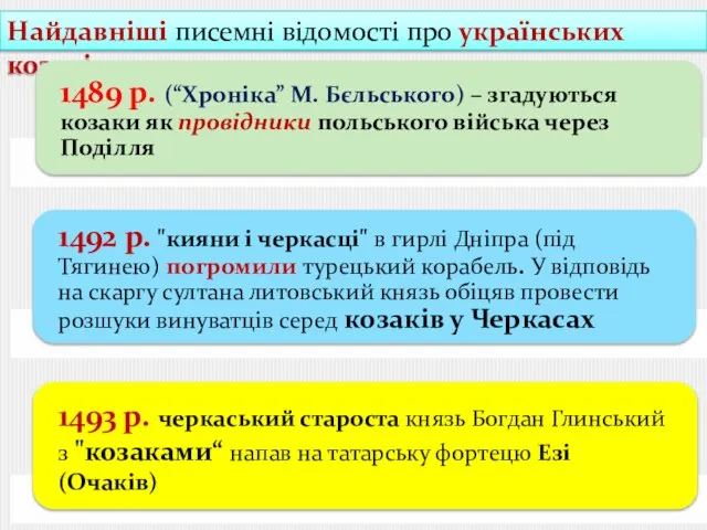 Найдавніші писемні відомості про українських козаків