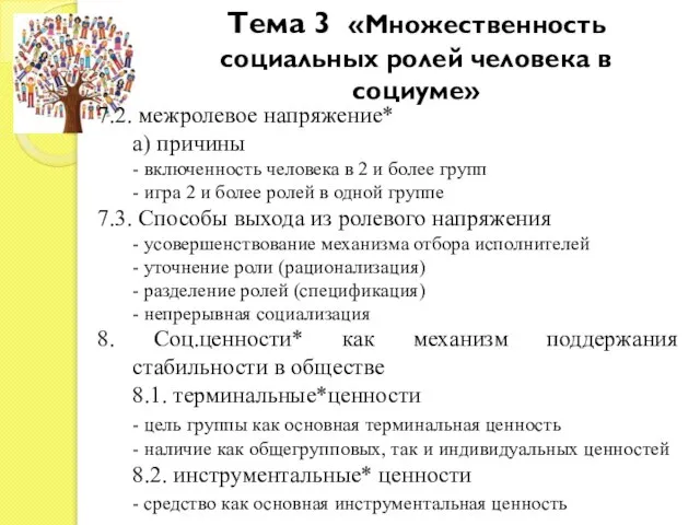 Тема 3 «Множественность социальных ролей человека в социуме» 7.2. межролевое напряжение*