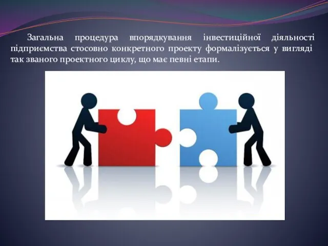 Загальна процедура впорядкування інвестиційної діяльності підприємства стосовно конкретного проекту формалізується у