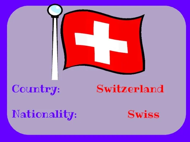 Country: Nationality: Switzerland Swiss