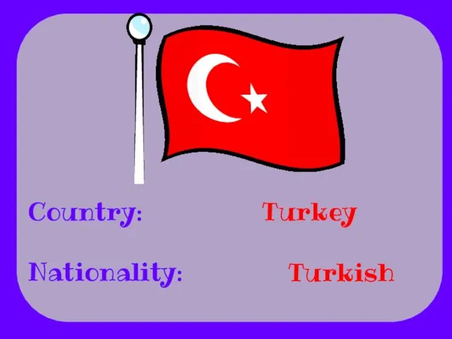 Country: Nationality: Turkey Turkish