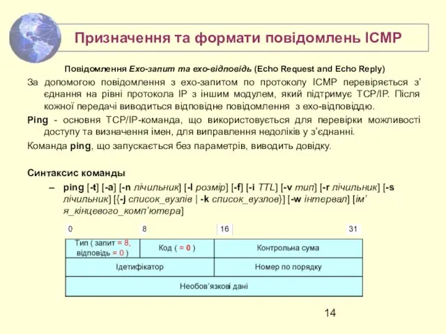 Повідомлення Ехо-запит та ехо-відповідь (Echo Request and Echo Reply) За допомогою