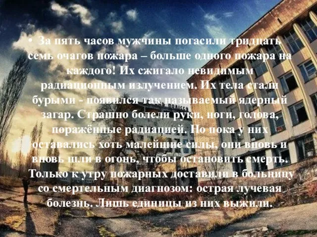 За пять часов мужчины погасили тридцать семь очагов пожара – больше