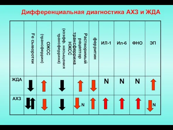 Дифференциальная диагностика АХЗ и ЖДА