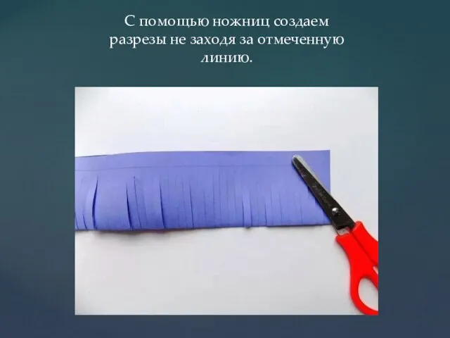 С помощью ножниц создаем разрезы не заходя за отмеченную линию.