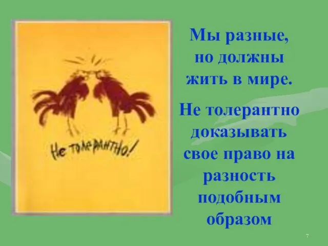 Мы разные, но должны жить в мире. Не толерантно доказывать свое право на разность подобным образом