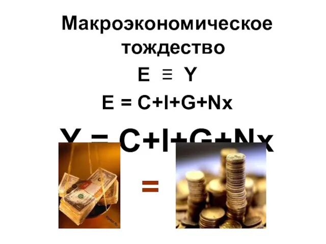 Макроэкономическое тождество E ≡ Y E = C+I+G+Nx Y = C+I+G+Nx =