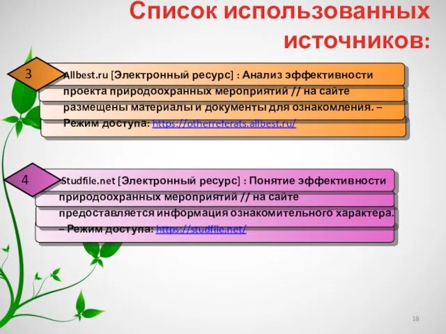 Список использованных источников: