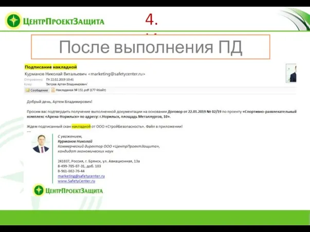 4. Исполнение После выполнения ПД