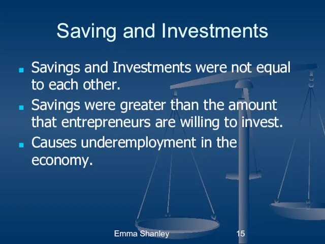 Emma Shanley Saving and Investments Savings and Investments were not equal