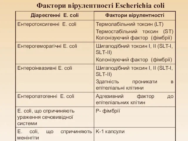 Фактори вірулентності Escherichia coli