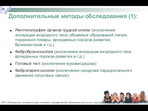 Дополнительные методы обследования (1): Рентгенография органов грудной клетки (исключение аспирации инородного