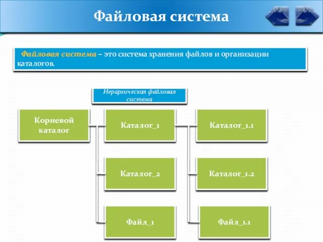 Файловая система Файловая система – это система хранения файлов и организации