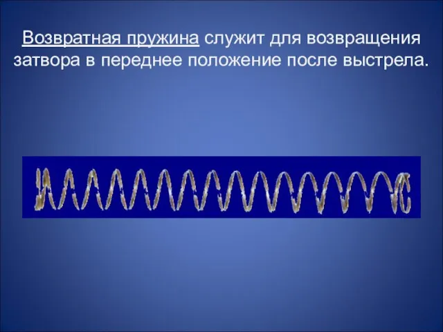 Возвратная пружина служит для возвращения затвора в переднее положение после выстрела.