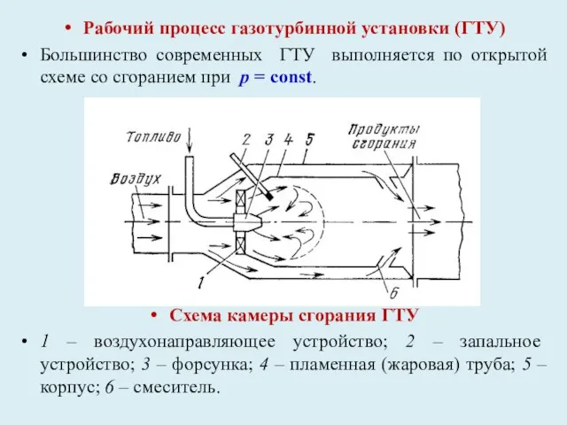 Рабочий процесс газотурбинной установки (ГТУ) Большинство современных ГТУ выполняется по открытой