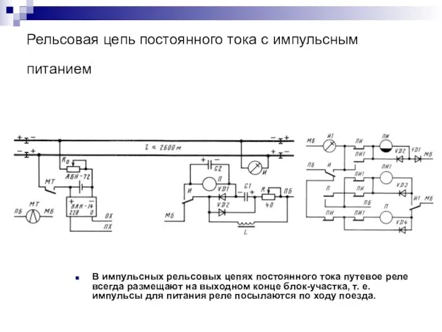 Рельсовая цепь постоянного тока с импульсным питанием В импульсных рельсовых цепях