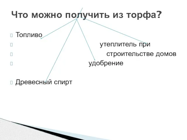 Топливо утеплитель при строительстве домов удобрение Древесный спирт Что можно получить из торфа?