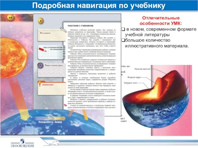 Подробная навигация по учебнику Отличительные особенности УМК: в новом, современном формате