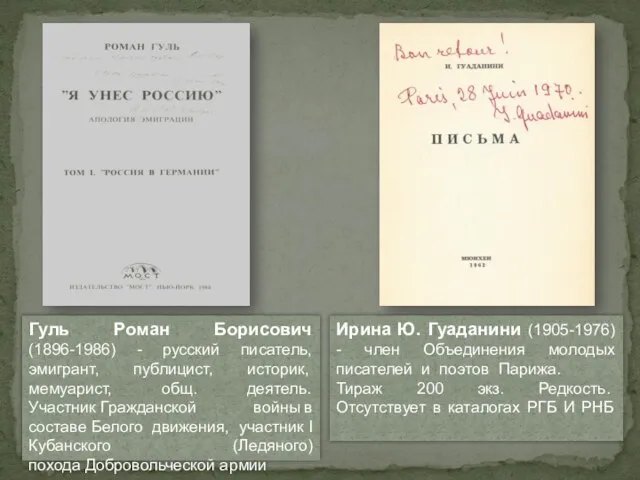 Гуль Роман Борисович (1896-1986) - русский писатель, эмигрант, публицист, историк, мемуарист,