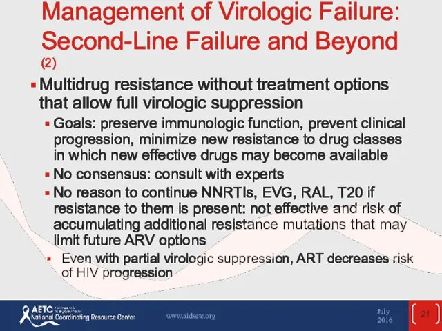 Management of Virologic Failure: Second-Line Failure and Beyond (2) Multidrug resistance