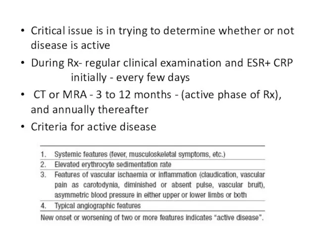 Critical issue is in trying to determine whether or not disease