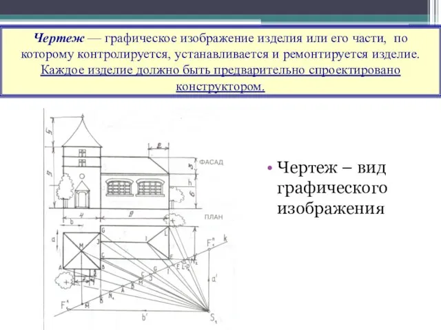 Чертеж — графическое изображение изделия или его части, по которому контролируется,