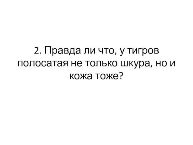 2. Правда ли что, у тигров полосатая не только шкура, но и кожа тоже?