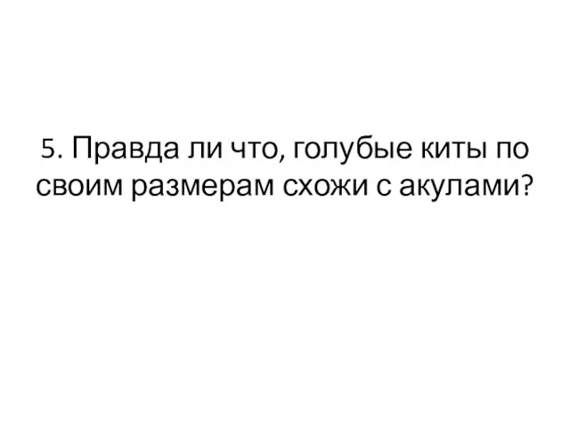 5. Правда ли что, голубые киты по своим размерам схожи с акулами?