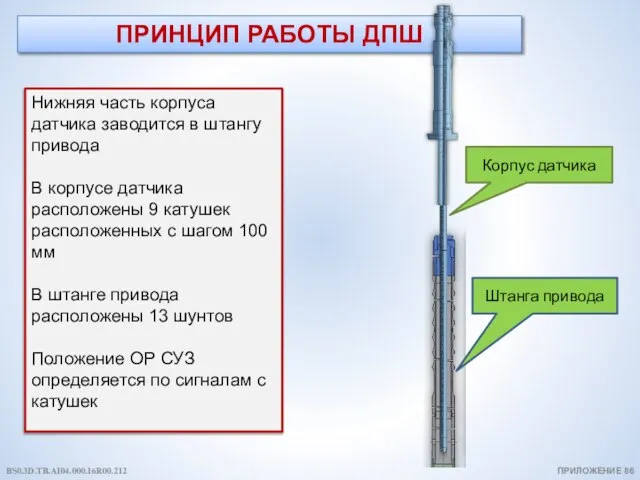 ПРИНЦИП РАБОТЫ ДПШ ПРИЛОЖЕНИЕ 86 Нижняя часть корпуса датчика заводится в