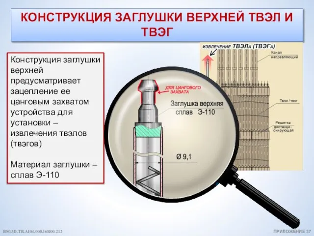 КОНСТРУКЦИЯ ЗАГЛУШКИ ВЕРХНЕЙ ТВЭЛ И ТВЭГ Конструкция заглушки верхней предусматривает зацепление