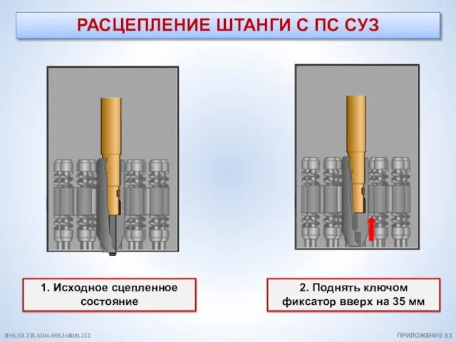 РАСЦЕПЛЕНИЕ ШТАНГИ С ПС СУЗ ПРИЛОЖЕНИЕ 83 1. Исходное сцепленное состояние