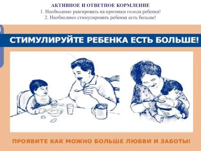 АКТИВНОЕ И ОТВЕТНОЕ КОРМЛЕНИЕ 1. Необходимо реагировать на признаки голода ребенка!