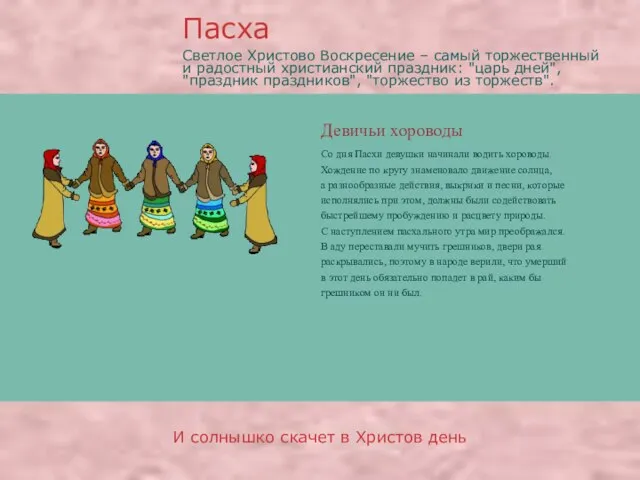 Девичьи хороводы Пасха И солнышко скачет в Христов день Со дня