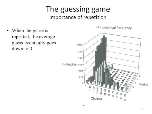 The guessing game Importance of repetition When the game is repeated,