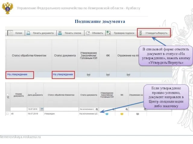 Управление Федерального казначейства по Кемеровской области - Кузбассу Если утверждение прошло