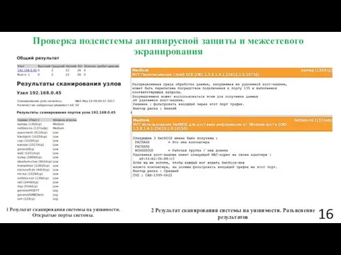 Проверка подсистемы антивирусной защиты и межсетевого экранирования 1 Результат сканирования системы