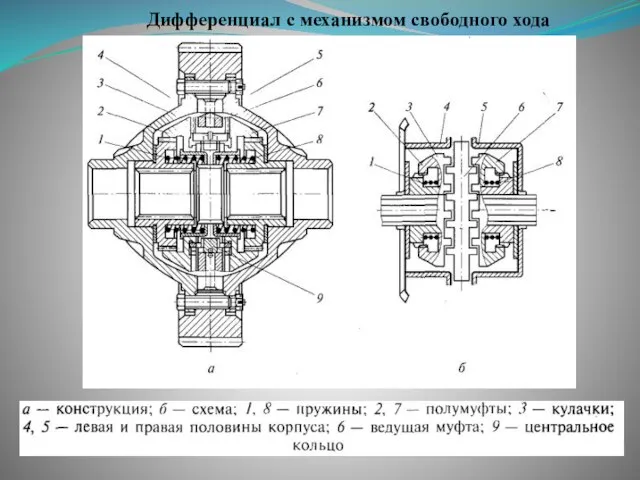 Дифференциал с механизмом свободного хода