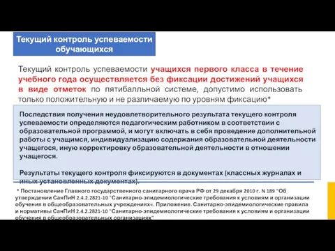 Текущий контроль успеваемости обучающихся Текущий контроль успеваемости учащихся первого класса в