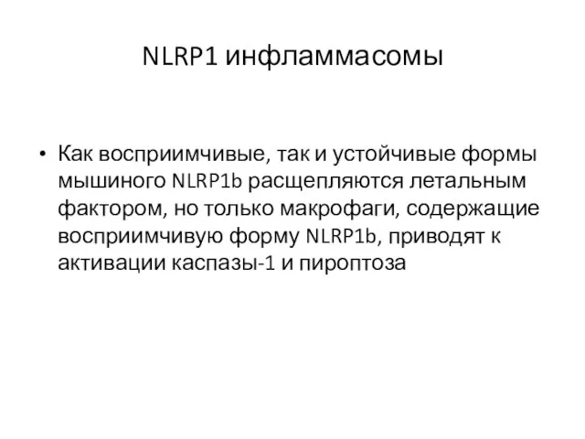 NLRP1 инфламмасомы Как восприимчивые, так и устойчивые формы мышиного NLRP1b расщепляются