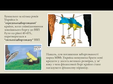 Буквально за кілька років Україна із "середньозаборгованої" країни, коли співвідношення зовнішнього